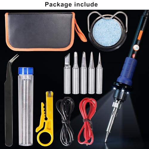 Treedix 60W 13 in 1 Soldering Iron Kit with with 3 LED Light Portable Soldering Gun Welding Tool 5 pcs Solder Tips for Metal,Jewelry,Electric Repair