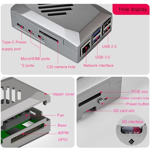 Funda protectora Treedix ABS para el ventilador de refrigeración con control de velocidad PWM de Raspberry Pi 5, compatible con Raspberry Pi