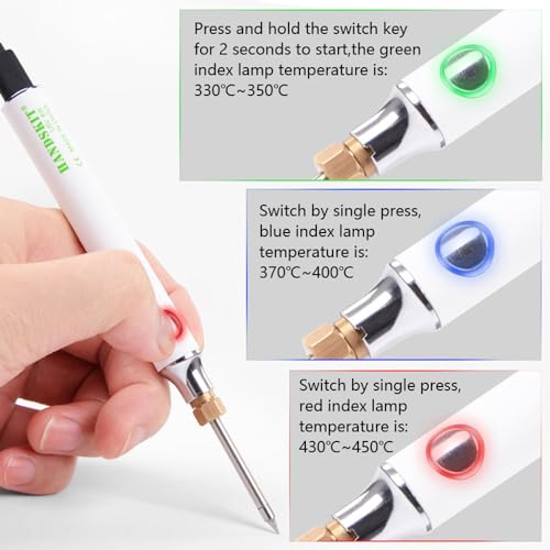 Treedix Cordless Soldering Iron Kit Mini USB Soldering Iron Pen 5V 8W USB Charger Soldering Tool Fast Heating Core Adjustable Temperature Soldering Tool with Soldering Stand for Electronics,DIY