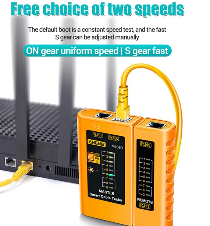 Treedix RJ45 RJ11 Netzwerkkabeltester Ethernet-Kabeltester Werkzeug Telefonleitungstest Durchgangsprüfer für Cat5/Cat5e/Cat6/Cat6a/Cat7/UTP Ethernet-Kabel