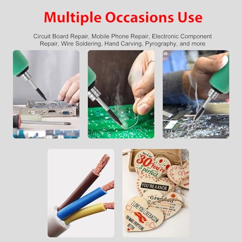 Cordless Soldering Iron Kit, 5V 15W Mini Portable Soldering Iron, 500-842°F Adjustable Temp, 8s Fast Heat-up, 3 Soldering Iron Tips, USB-C Wireless Soldering Pen with Box for Work