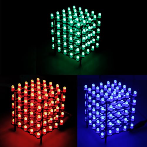 Treedix Led Cube Light DIY Kit 5mm RGB LED Light Board Squared LED Digital Individually Addressable 5X5X5 Electronic for Teenagers Learning Compatible with Arduino and Raspberry Pi