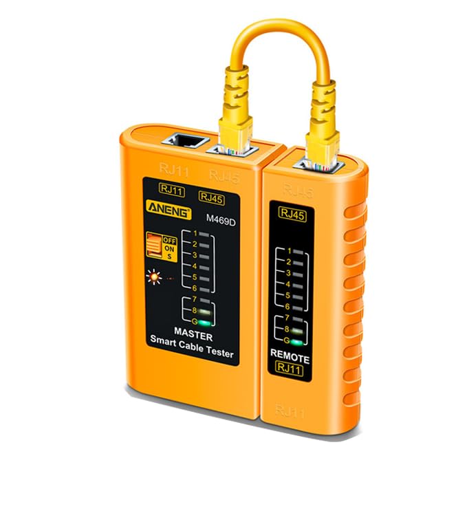 Treedix RJ45 RJ11 Netzwerkkabeltester Ethernet-Kabeltester Werkzeug Telefonleitungstest Durchgangsprüfer für Cat5/Cat5e/Cat6/Cat6a/Cat7/UTP Ethernet-Kabel