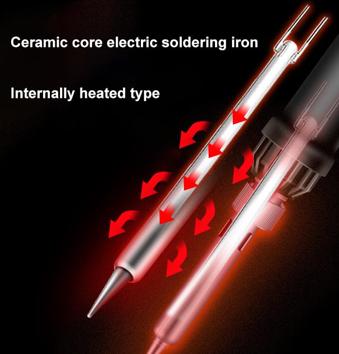 Soldering Iron Kit, 60W Soldering Gun, LCD Digital Adjustable Temperature 180-500℃, Fast Heating Ceramic Thermostatic Design Soldering Tool for Electric, DIY Welding