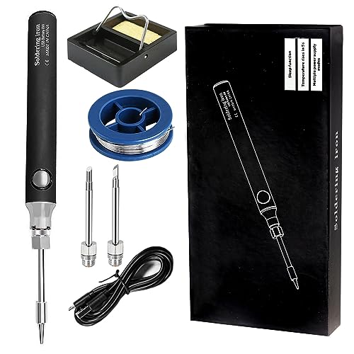 Treedix 8W Cordless Soldering Iron Pen USB Rechargeble Soldering Tool Household Hand-held Soldering Pen Fast Ceramic Heating Adjustable Temperature Soldering Tool Soldering Pen for Electronics,DIY