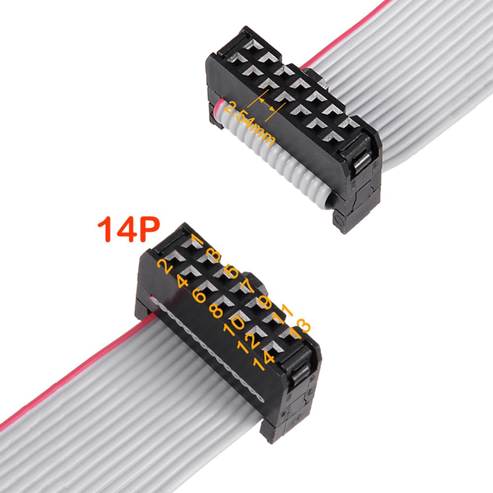 Treedix JTAG Breakout Board Adapterplatine 2x7 Pin 2.54mm JTAG auf 2x5 0.05" SWD Adapter mit IDC-Flachbandkabelbuchse auf Buchse Länge 200mm/7.87in