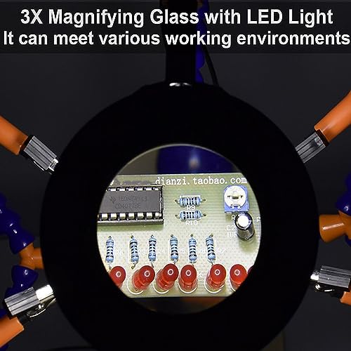 Treedix Soldering Helping Hands Soldering Third Hand Multifunctional Welding Kit 3X USB Port Magnifying Glass Crafts Jewelry Hobby Workshop Helping Station
