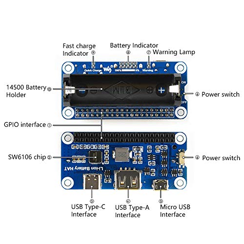 Scheda di espansione batteria al litio Treedix, modulo di alimentazione mobile 5V compatibile con Raspberry Pi 3B/3B+/4B/Zero W