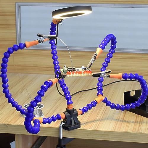 Treedix Soldering Helping Hands Soldering Third Hand Multifunctional Welding Kit 3X USB Port Magnifying Glass Crafts Jewelry Hobby Workshop Helping Station