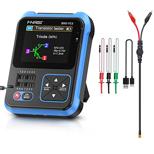 Treedix DSO-TC3 3 in 1 Handheld Digital Oscilloscope LCR Transistor Tester DIY Detection Kit, PWM Signal Generator, with Integrated Hidden Stand