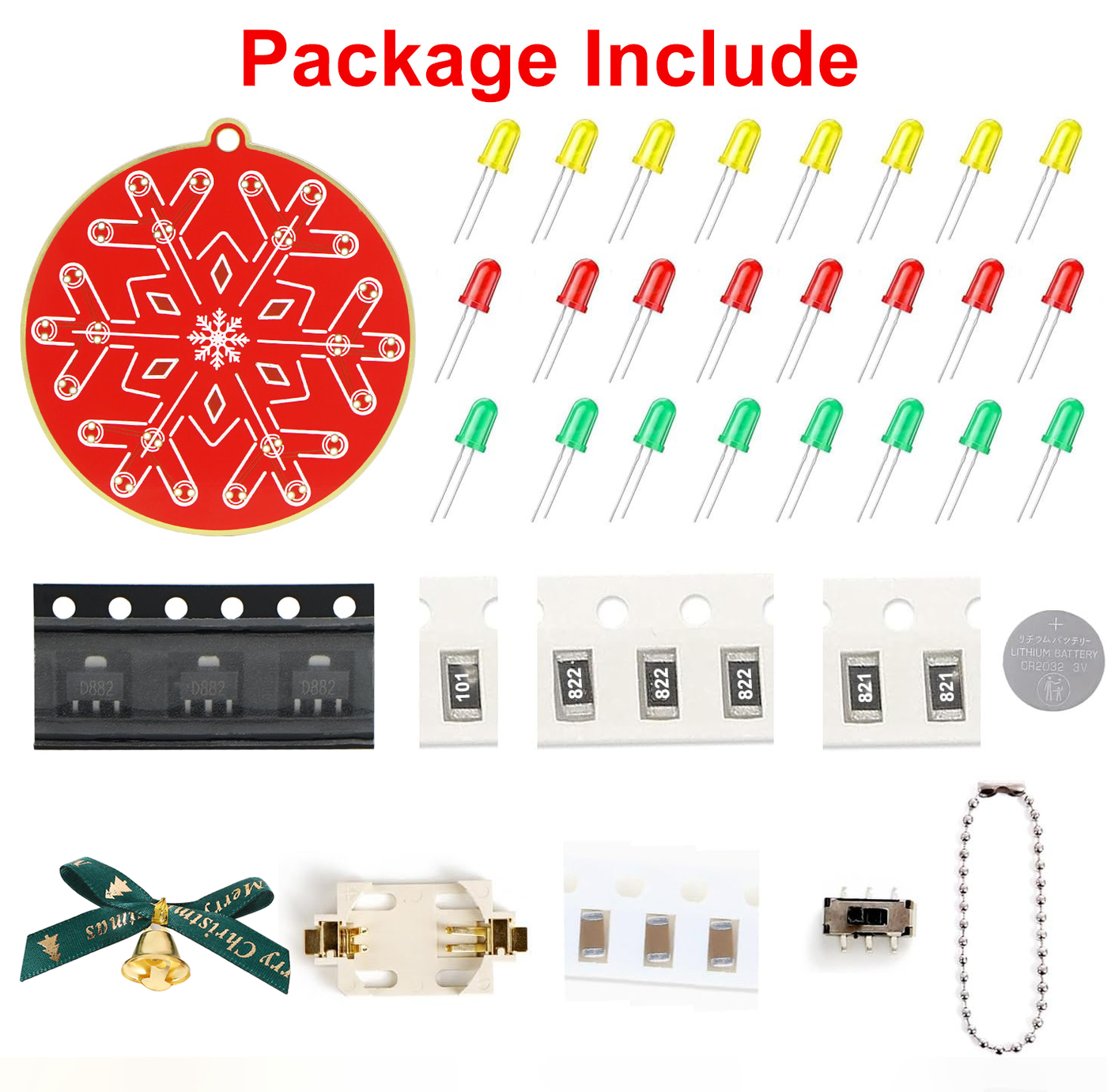 Treedix Weihnachts-Lötbausatz für Anfänger: DIY Blinkende LED-Baum- & Schneeflocken-Dekoration Lötbausatz, Lustiges Elektronikprojekt-Kit für Schul- und Heimunterricht