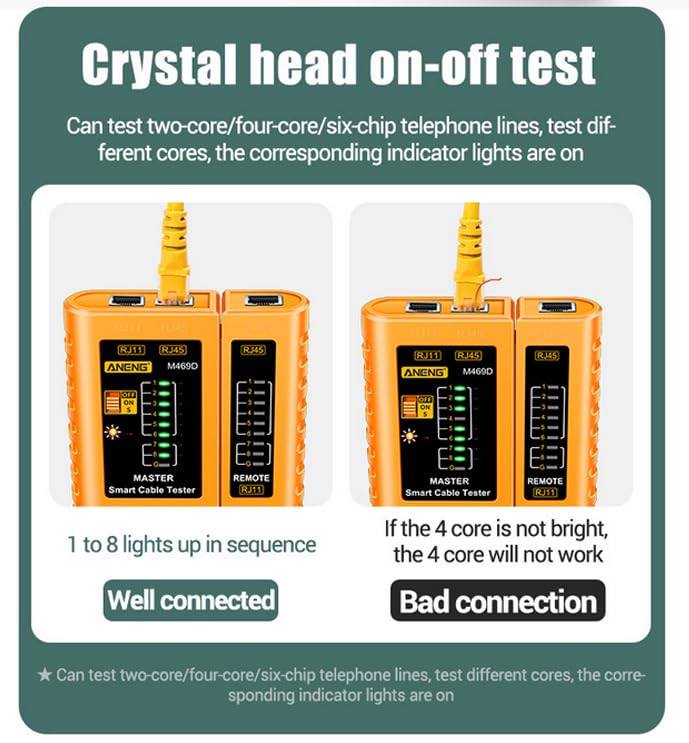 Treedix RJ45 RJ11 Netzwerkkabeltester Ethernet-Kabeltester Werkzeug Telefonleitungstest Durchgangsprüfer für Cat5/Cat5e/Cat6/Cat6a/Cat7/UTP Ethernet-Kabel