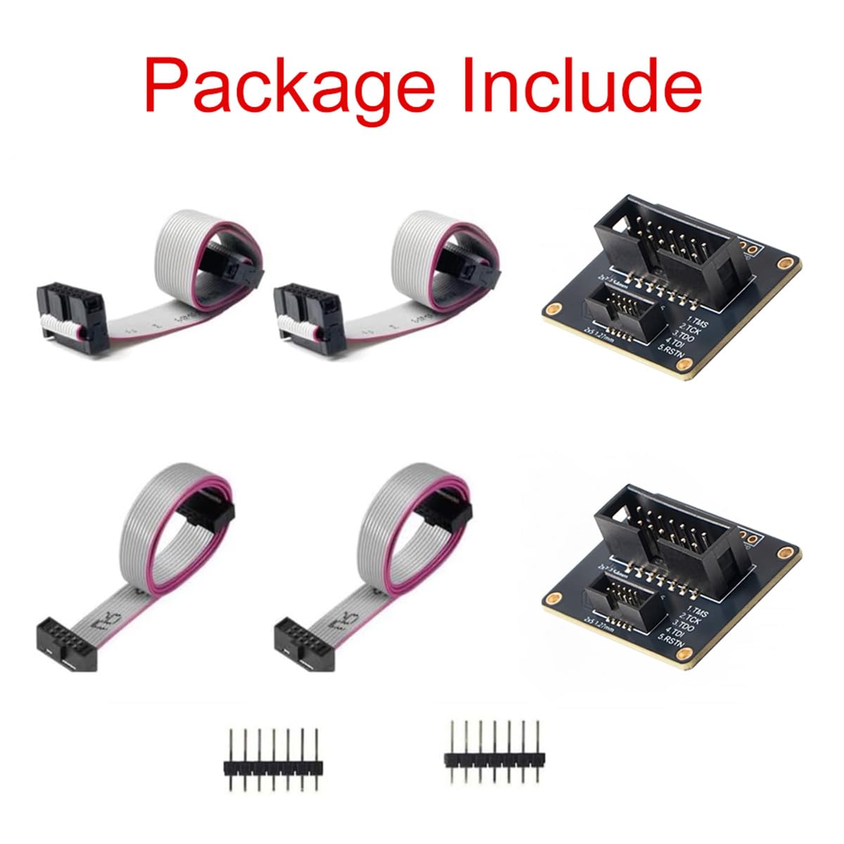 Treedix JTAG Breakout Board Adapterplatine 2x7 Pin 2.54mm JTAG auf 2x5 0.05" SWD Adapter mit IDC-Flachbandkabelbuchse auf Buchse Länge 200mm/7.87in