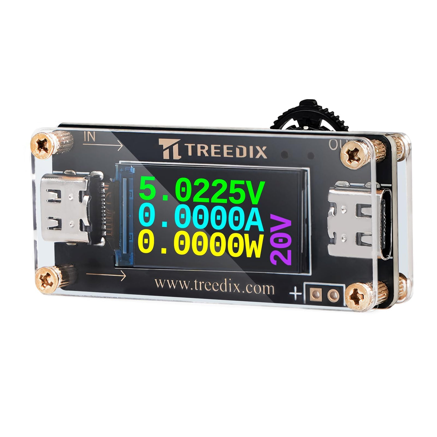 Treedix USB Tester USB Typ C auf Typ C QC PD3.0 Trigger-Modul mit LCD-Display Typ-C Buchse 5V 9V 12V 15V 20V 5A Einstellbare Spannung Stromversorgung, PD2.0/PD3.0, QC2.0/QC3.0, BC1.2