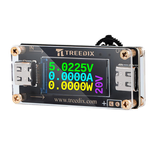 Treedix USB Tester USB Type C to Type C QC PD3.0 Trigger Module with LCD Screen Type-C Female Interface 5V 9V 12V 15V 20V 5A Adjustable Voltage Current Power Supply，PD2.0/PD3.0,QC2.0/QC3.0,BC1.2