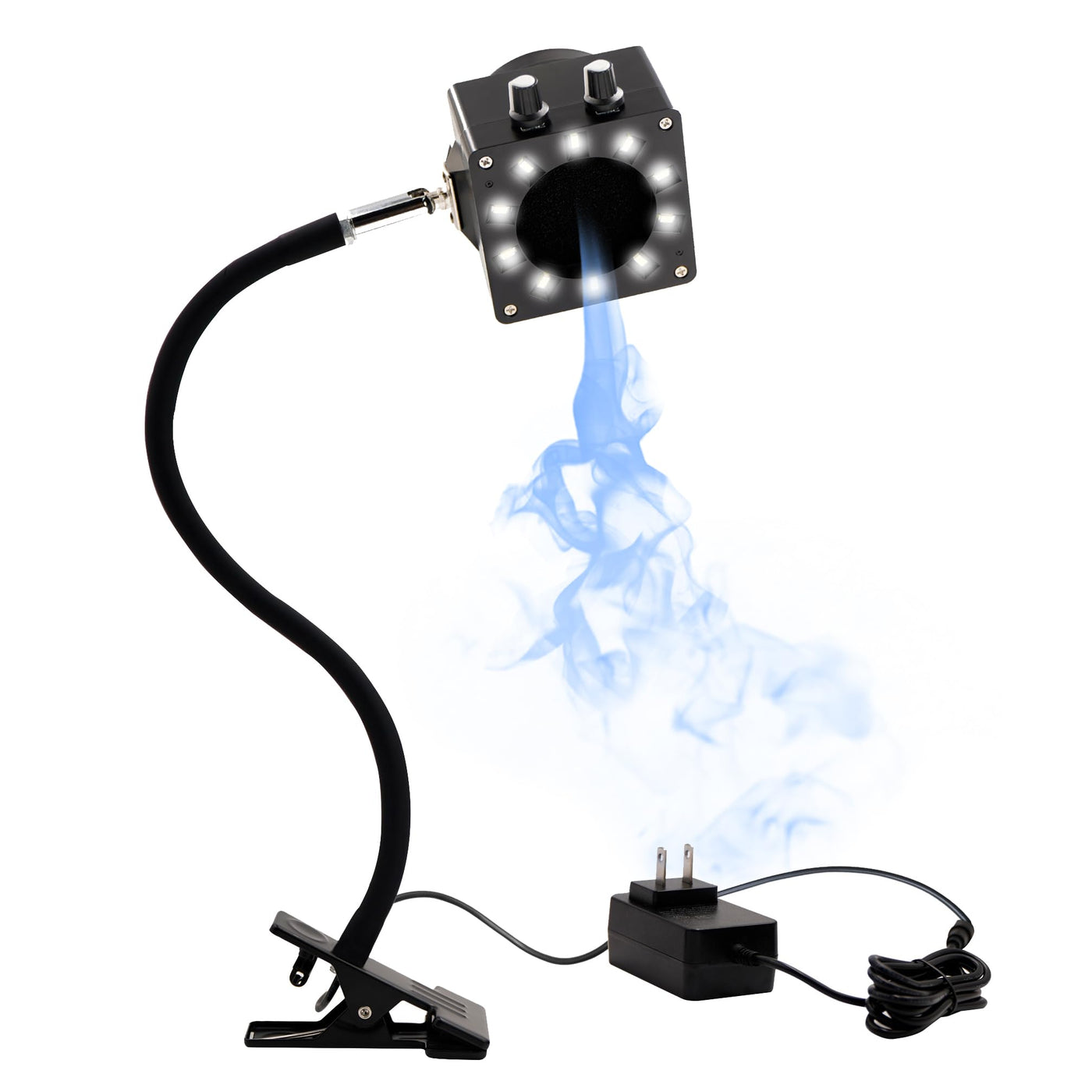 Treedix Extractores de Humo y Vapores de Soldadura, Ventilador de Velocidad Ajustable, Luz LED Regulable, Cuello de Cisne de Silicona con Filtros de Carbón y Manguera de Escape para Estación de Soldadura (Negro)