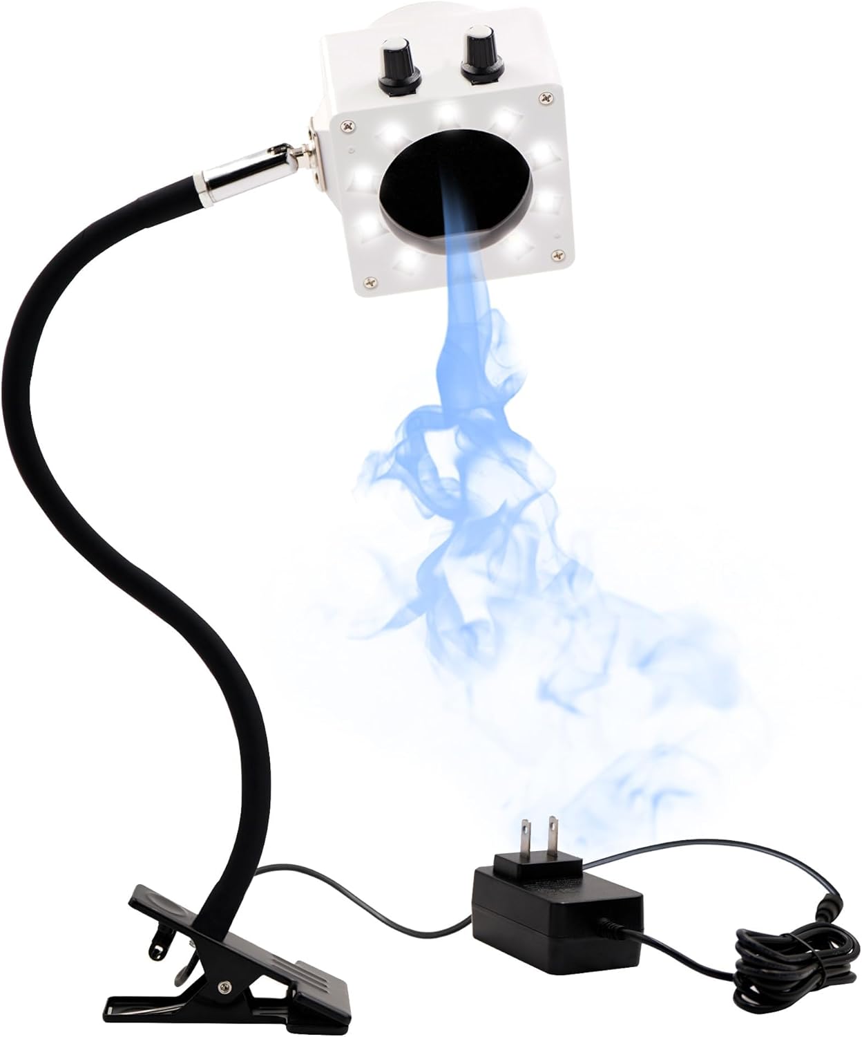 Treedix Extractores de Humo y Vapores de Soldadura, Ventilador de Velocidad Ajustable, Luz LED Regulable, Cuello de Cisne de Silicona con Filtros de Carbón y Manguera de Escape para Estación de Soldadura (Negro)