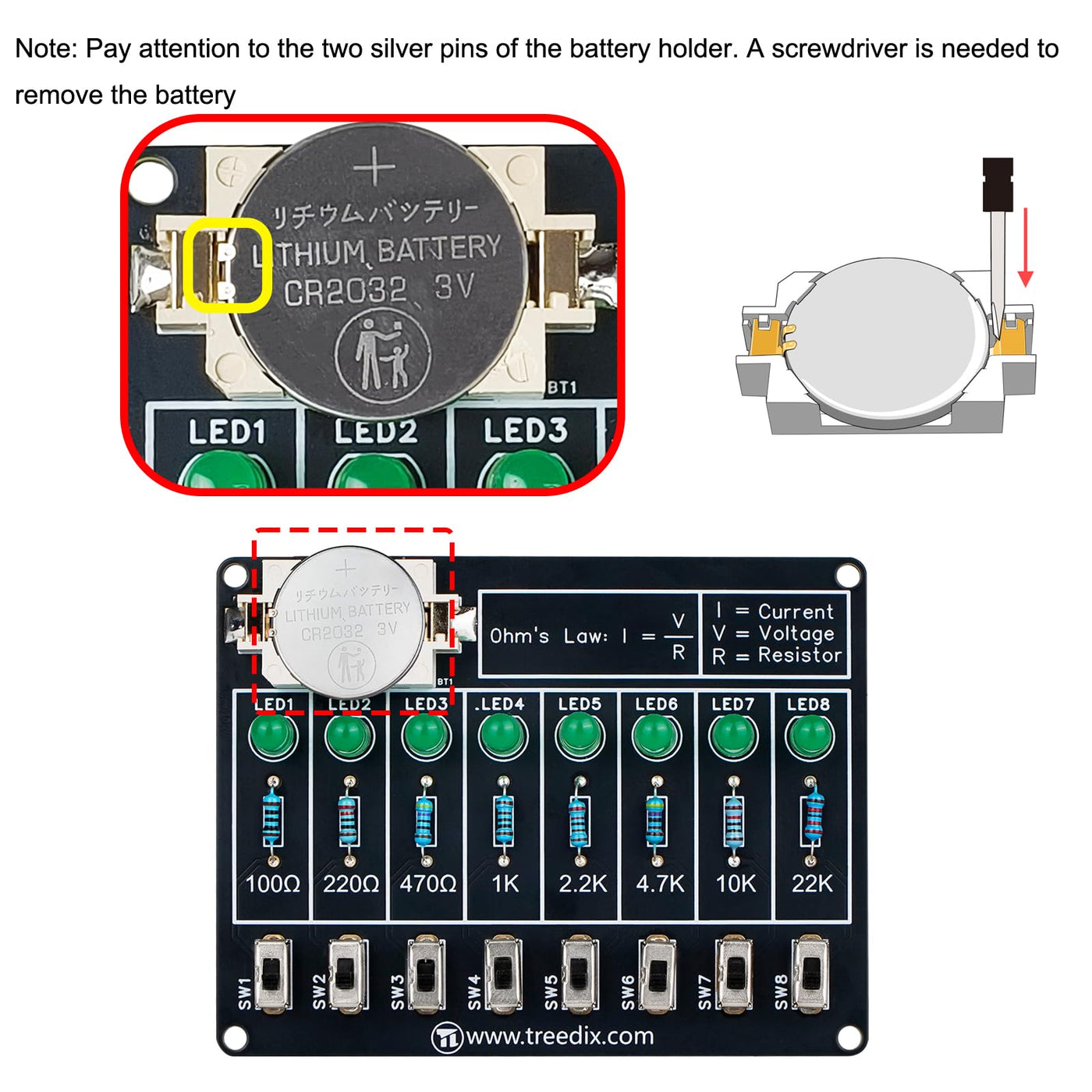 Treedixはんだ付け練習キット、DIY電子工作学習回路基板、抵抗学習基板、電流と抵抗の関係を学習するはんだ付けキット