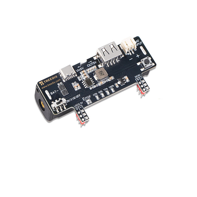 Treedix Breadboard Power Supply Module 3.3V 200mA 5V 2A Prototype Breadboard Equiped with USB Type-C Charging Port, Type-A Output Port and Rechargeable Battery's Stand, Charging Module for Arduino