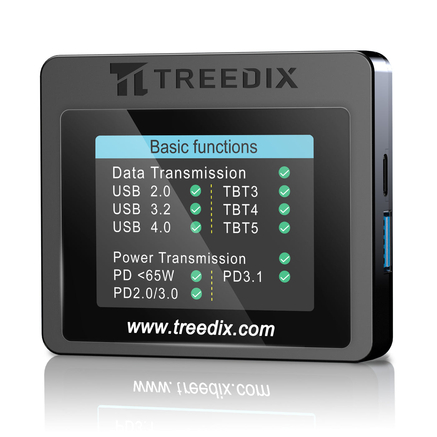 Treedix USB-Kabeltester mit 2,4-Zoll-Farbbildschirm für eMarker-Lesung, PD 3.0/3.1 Erkennung, Widerstands- und Durchgangsprüfung, kompatibel mit Lightning-, Typ-C-, Micro-B 2.0/3.0- und Mini-B-Kabeln