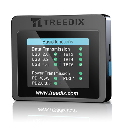 Treedix USB Cable Tester with 2.4" Color Screen for eMarker Reading, PD 3.0/3.1 Detection, Resistor and Continuity Check, Compatible with Lightning, Type-C, Micro-B 2.0/3.0, and Mini-B Cables
