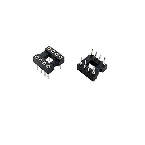 Treedix 10pcs DIP-8 IC DIP Sockets Machined Round Contact pins Holes Pitch 2.54mm 2 Row 8 Round Pins