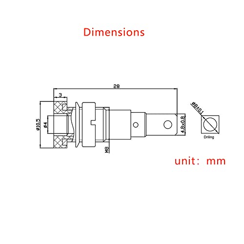 Treedix 10pcs 4mm Banana Female Jack Socket Adapter Panel Mount Binding Post for 4mm Banana Plug Connectors （5colors）