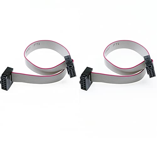 Treedix 2PCS IDC Ribbon Connector Flat Ribbon Cable Jtag Cable 2.54/1.27mm Pitch 2 Row 10 Pins Connector Female to Female Wires SWD Cable Length 150mm/5.9in for JTAG/ISP Connecting