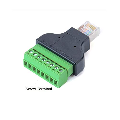 Treedix RJ45-Schraubklemmenadapteranschluss 8P8C-Stecker auf 8-polige Buchse, Schraubklemmentyp Ethernet-Netzwerkstecker, kompatibel mit AV CCTV UTP DVR