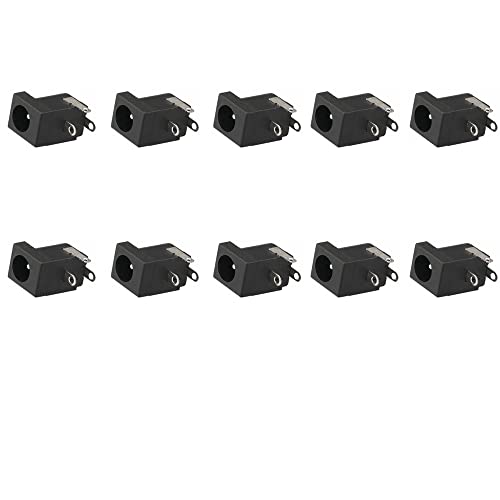 Treedix 10 pezzi di connettori di alimentazione DC a 3 poli, montaggio su PCB, spina jack femmina 5.5mm*2.1mm, connettori a barilotto