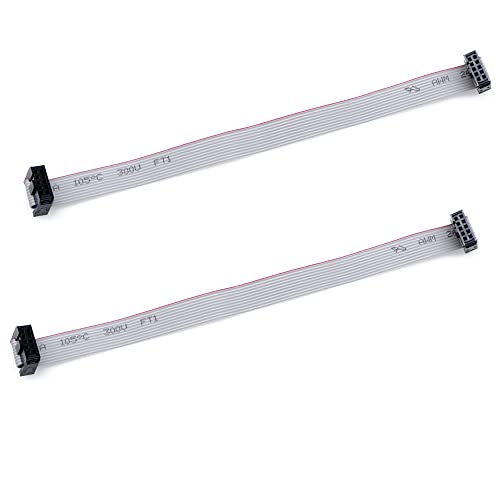 Treedix 2 Stück IDC-Flachbandstecker, Flachbandkabel, Jtag-Kabel, 2,54/1,27 mm Abstand, 2-reihig, 10-poliger Stecker, Buchse auf Buchse, SWD-Kabellänge 150 mm/5,9 Zoll für JTAG/ISP-Verbindung