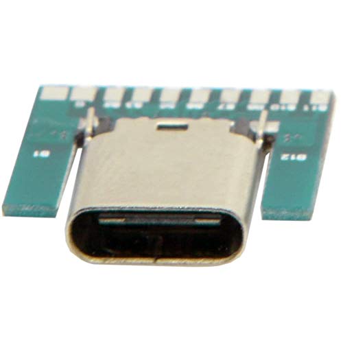 Treedix DIY 24pin USB 3.1 Type C Female Socket Connector Test Board SMT Type with PC Board (Female)