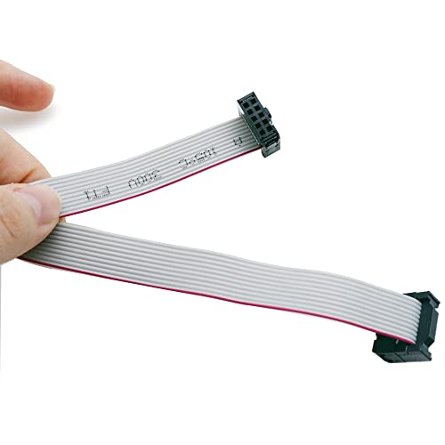 Treedix 2 Stück IDC-Flachbandstecker, Flachbandkabel, Jtag-Kabel, 2,54/1,27 mm Abstand, 2-reihig, 10-poliger Stecker, Buchse auf Buchse, SWD-Kabellänge 150 mm/5,9 Zoll für JTAG/ISP-Verbindung