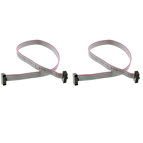 Treedix 2 Stück IDC-Flachbandstecker, Flachbandkabel, Jtag-Kabel, 2,54/1,27 mm Abstand, 2-reihig, 10-poliger Stecker, Buchse auf Buchse, SWD-Kabellänge 150 mm/5,9 Zoll für JTAG/ISP-Verbindung
