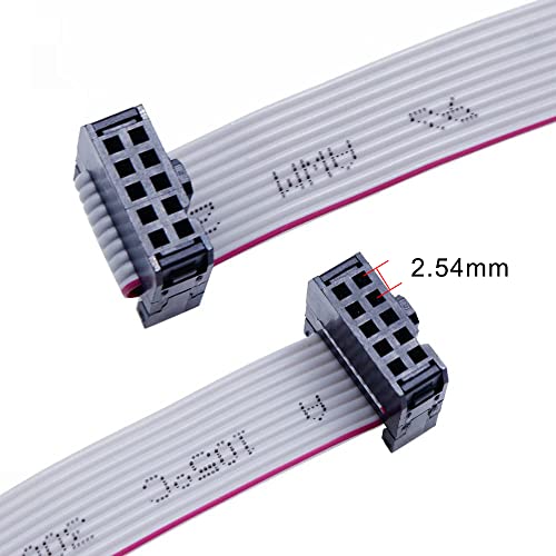 Treedix 2pcs JTAG Breakout Board Adapter Converter SWD Breakout Jtag Debug Board with 2 Row 1.27/2.54mm Pitch 10pins Female to Female IDC Connector Flat Flexible Gray Ribbon Jumper Cable 200mm for J-Link