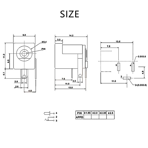 Treedix 10pcs 3pin DC Power Connector PCB Mount Female Plug Jack 5.5mm*2.1mm Barrel Connectors