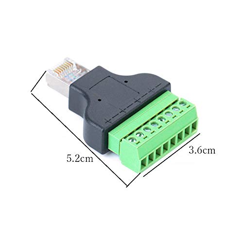 Treedix RJ45-Schraubklemmenadapteranschluss 8P8C-Stecker auf 8-polige Buchse, Schraubklemmentyp Ethernet-Netzwerkstecker, kompatibel mit AV CCTV UTP DVR