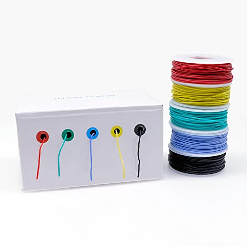 Treedix Kit de Cables de Instalación de 28 AWG: Cable de Cobre Estañado Trenzado de Goma de Silicona, 55.7ft, Cable Eléctrico Flexible y Suave en 5 Colores