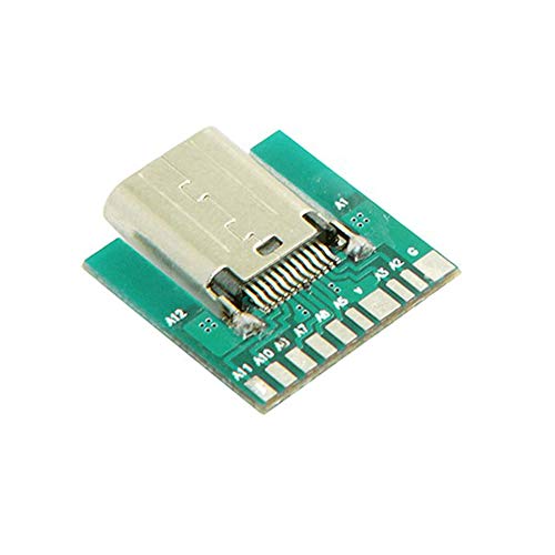 Treedix DIY 24pin USB 3.1 Type C Female Socket Connector Test Board SMT Type with PC Board (Female)