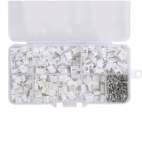 Treedix 450 stuks JST PH2.0 connectorkit met 2,0mm pitch, met vrouwelijke pinheader, JST PH 2-polige, 3-polige en 4-polige behuizing, JST adapterkabelconnectorbus mannelijk en vrouwelijk, krimp- en DIP-kit