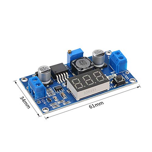 Treedix 2 stuks LM2596 instelbare spanningsregelaar DC-DC met voltmeterdisplay, 12V naar 3.3V, 12V naar 5V, 24V naar 5V, 24V naar 12V, 36V naar 24V