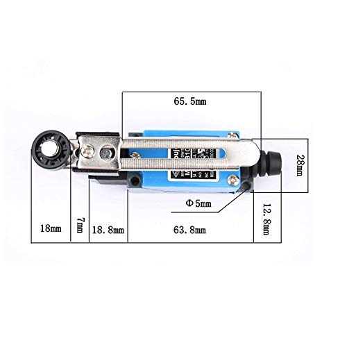 Treedix 4 stuks Grensschakelaar ME-8108 AC 250V met instelbare rollerhendel en rotschakelarm, zelfherstellend, 1 NC 1NO