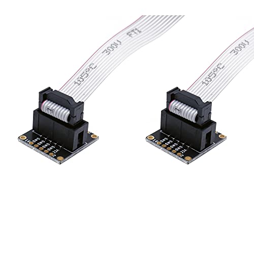 Treedix 2pcs JTAG Breakout Board Adapter Converter SWD Breakout Jtag Debug Board with 2 Row 1.27/2.54mm Pitch 10pins Female to Female IDC Connector Flat Flexible Gray Ribbon Jumper Cable 200mm for J-Link