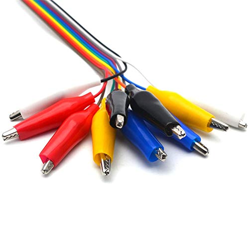Treedix Alligator Clip 20pin 20cm Male Jump Wire 5 Colors Test Leads Compatible with Arduino Raspberry Pi for Circuit Connection, DIY Maker