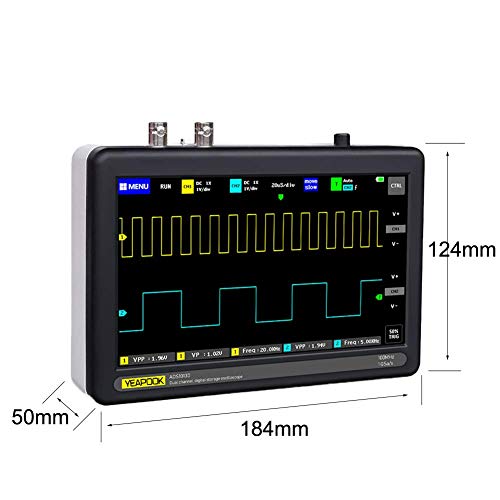 Treedix Rechargeable Handheld 7" Touch Screen DSO Digital Tablet Oscilloscope with 2 Channel 100Mhz Bandwidth and 1GSa/s Sampling Rate