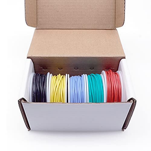 Treedix 5pcs Silicone Electrical Wire Cable Hookup Wires Kit Stranded Tinned Copper Wire Flexible and Soft 5 Colors for DIY