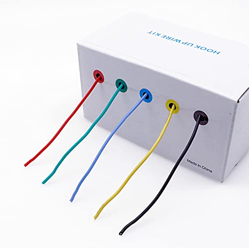 Treedix 5pcs Silicone Electrical Wire Cable Hookup Wires Kit Stranded Tinned Copper Wire Flexible and Soft 5 Colors for DIY
