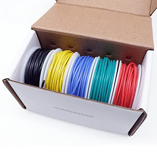 Treedix 5pcs Silicone Electrical Wire Cable Hookup Wires Kit Stranded Tinned Copper Wire Flexible and Soft 5 Colors for DIY