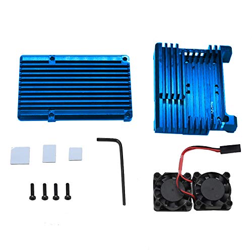 Treedix Cooling Metal Case Compatible with Pi 4, Aluminium Alloy Armor Case with Dual Fan Heatsink Compatible with Raspberry Pi 4 Model/Pi 4B