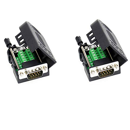 Treedix 2PCS Terminal Connector Signal Module DB9 Connector Terminal RS232 RS485 RS422 Serial Adapter 9pin(2PCS Female Adapter)